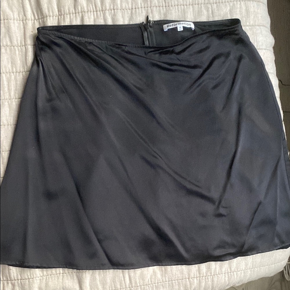 Reformation Black Silk Skirt